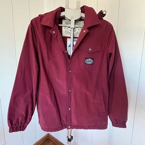 Unisex Poler Burgundy Windbreaker with snap-on hood
